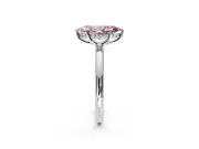 Hidden Halo Engagement Ring Setting for Fancy Pink Marquise Center with Thin Rounded Band and Prong Head in Sterling Silver