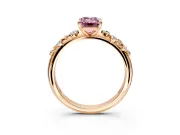 Cluster Engagement Ring Setting for Fancy Pink Emerald Cut Center with Round Cut Accent Band and Prong Head in Rose Gold