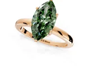 Solitaire Engagement Ring Setting for Fancy Green Marquise Center with Plain Band and Tulip Prong Head in Rose Gold