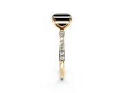 Solitaire Engagement Ring Setting for Fancy Black Asscher Cut Center with Pave Accents and Prong Head in Yellow Gold