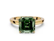 Solitaire Engagement Ring Setting for Fancy Green Asscher Cut Center with Basket Rail and Prong Head in Yellow Gold