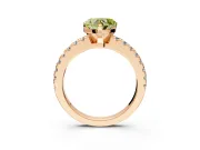 Solitaire Engagement Ring Setting for Fancy Yellow Heart-Shaped Center with Single Row Accent Band and Prong Head in Rose Gold
