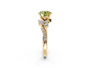 Solitaire Engagement Ring Setting for Fancy Yellow Round Cut Center with Marquise Accent Twist Band and Prong Head in Yellow Gold