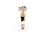 Halo Engagement Ring Setting for Fancy Blue Heart-Shaped Center with Wide Band, Inlaid Accent Row and Prong Head in Rose Gold
