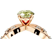 Solitaire Engagement Ring Setting for Fancy Yellow Oval Center with Criss-Cross Accent Band and Prong Head in Rose Gold