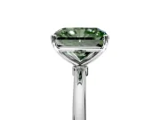 Solitaire Engagement Ring Setting for Fancy Green Radiant Cut Center with Straight Thin Band and Prong Head in Sterling Silver