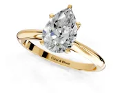 Solitaire Engagement Ring Setting for Pear-Shaped Center with Knife Ridge Band and Claw Prong Head in Yellow Gold