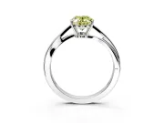 Solitaire Engagement Ring Setting for Fancy Yellow Oval Center with Plain Bypass Twist Band and Prong Head in Sterling Silver