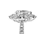 Floral Halo Engagement Ring Setting for Pear-Shaped Center with Pave Accents and Prong Head in Platinum