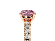 Solitaire Engagement Ring Setting for Fancy Pink Cushion Cut Center with Single Row Accent Band and Prong Head in Rose Gold