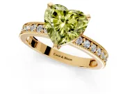 Milgrain Pave Engagement Ring Setting for Fancy Yellow Heart-Shaped Center with Accent Band and Prong Head in Yellow Gold