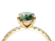 Solitaire Engagement Ring Setting for Fancy Green Marquise Center with Fine Pave Narrow Band and Prong Head in Yellow Gold
