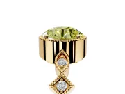 Milgrain Bezel Engagement Ring Setting for Fancy Yellow Round Cut Center with Marquise Stations and Bezel Head in Yellow Gold