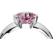 Tension Engagement Ring Setting for Fancy Pink Round Cut Center with Wide Flat Band and Tension Head in Sterling Silver