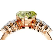 Cluster Engagement Ring Setting for Fancy Yellow Heart-Shaped Center with 2-Row Shoulder Clusters and Prong Head in Rose Gold