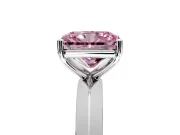 Solitaire Engagement Ring Setting for Fancy Pink Radiant Cut Center with Wide Knife Ridge Band and Prong Head in Platinum