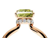 Hidden Halo Engagement Ring Setting for Fancy Yellow Princess Cut Center with Plain Rounded Band and Prong Head in Rose Gold