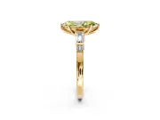Bar-Set Engagement Ring Setting for Fancy Yellow Marquise Center with Tapered Baguette Accents and Prong Head in Yellow Gold