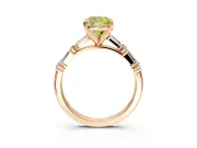 Baguette Engagement Ring Setting for Fancy Yellow Cushion Cut Center with Alternating Bar-Set Band and Prong Head in Rose Gold