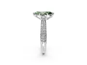 Solitaire Engagement Ring Setting for Fancy Green Marquise Center with Multi-Row Accents and Prong Head in Sterling Silver