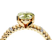 Rope Engagement Ring Setting for Fancy Yellow Oval Center with Accent Shoulders and Prong Head in Yellow Gold