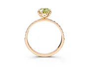 Solitaire Engagement Ring Setting for Fancy Yellow Oval Center with Pave Accents and Prong Head in Rose Gold