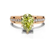 Solitaire Engagement Ring Setting for Fancy Yellow Pear-Shaped Center with Raised Channel Band and Prong Head in Rose Gold