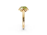 Floral Frame Engagement Ring Setting for Fancy Yellow Round Cut Center with Accent Clusters and Prong Head in Yellow Gold