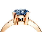 Solitaire Engagement Ring Setting for Fancy Blue Round Cut Center with Plain Band and Flat Tab Prong Head in Rose Gold