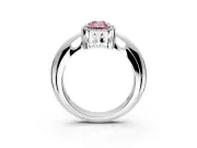 Halo Engagement Ring Setting for Fancy Pink Emerald Cut Center with Tapered Plain Band and Prong Head in Platinum