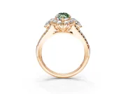 Halo Engagement Ring Setting for Fancy Green Marquise Center with Two-Strand Split Shank and Prong Head in Rose Gold