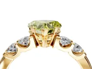 5 Stone Engagement Ring Setting for Fancy Yellow Heart-Shaped Center with Plain Band and Prong Head in Yellow Gold