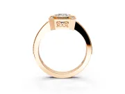 Halo Engagement Ring Setting for Emerald Cut Center with Milgrain Halo, Pave Band and Prong Head in Rose Gold