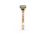 Solitaire Engagement Ring Setting for Fancy Green Asscher Cut Center with Bezel-Dot Beaded Band and Prong Head in Rose Gold