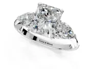 3 Stone Engagement Ring Setting for Radiant Cut Center with Large Pear-Shaped Accents and Prong Head in White Gold