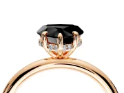 Hidden Halo Engagement Ring Setting for Fancy Black Heart-Shaped Center with Thin Rounded Band and Prong Head in Rose Gold
