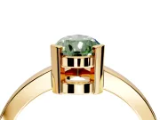 Solitaire Engagement Ring Setting for Fancy Green Pear-Shaped Center with Plain Band and Flat Tab Prong Head in Yellow Gold