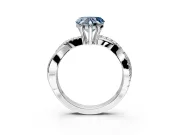 Solitaire Engagement Ring Setting for Fancy Blue Heart-Shaped Center with Half-Pave Crossover Band and Prong Head in Sterling Silver
