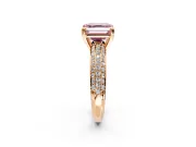 Solitaire Engagement Ring Setting for Fancy Pink Asscher Cut Center with Multi-Row Pave Accents and Basket Head in Rose Gold