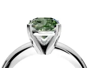 Solitaire Engagement Ring Setting for Fancy Green Cushion Cut Center with Wire Band and Prong Head in Platinum