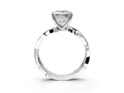 Solitaire Engagement Ring Setting for Princess Cut Center with Pave and Plain Crossover Band and Prong Head in Platinum