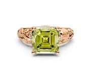 Solitaire Engagement Ring Setting for Fancy Yellow Asscher Cut Center with Filigree Accent Basket and Prong Head in Rose Gold