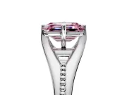 Solitaire Engagement Ring Setting for Fancy Pink Emerald Cut Center with Milgrain Cathedral Band and Prong Head in Sterling Silver