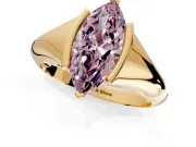 Tension Engagement Ring Setting for Fancy Pink Marquise Center with Wide Tapered Band and Tension Head in Yellow Gold