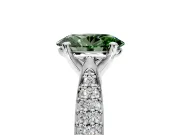 Solitaire Engagement Ring Setting for Fancy Green Oval Center with Multi-Row Accents and Prong Head in Platinum