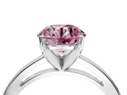 Solitaire Engagement Ring Setting for Fancy Pink Round Cut Center with Basket Rail and Prong Head in White Gold