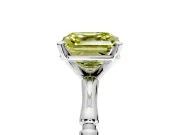Solitaire Engagement Ring Setting for Fancy Yellow Asscher Cut Center with Bamboo Band and Prong Head in Platinum