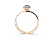 Solitaire Engagement Ring Setting for Fancy Blue Pear-Shaped Center with Pave Accents and Prong Head in Rose Gold