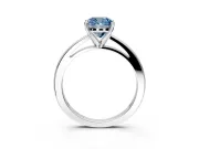Solitaire Engagement Ring Setting for Fancy Blue Cushion Cut Center with Basket Rail and Prong Head in Platinum