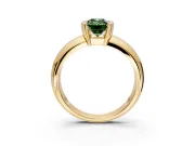 Tension Engagement Ring Setting for Fancy Green Emerald Cut Center with Wide Flat Band and Tension Head in Yellow Gold